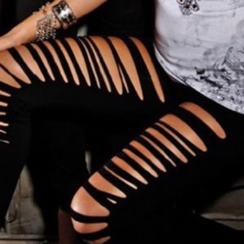 Goth industrial Cut up leggings